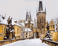 Набор для раскрашивания на подрамнике Картина по номерам  "Карлов мост зимой, Прага", 40х50 см.