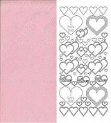 Контурные наклейки "Сердечки", лист 10x24,5 см, цвет розовый