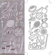 Контурные наклейки "Спорт", лист 10x24,5 см, цвет серебро