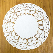 Салфетка ажурная бумажная, форма круглая, диаметр 18 см, цвет белый
