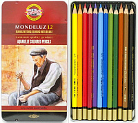 KOH-I-NOOR 3722 (12) Набор высококачественных акварельных цветных карандашей  12 цветов, в жестяной 