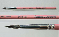 Кисть белка микс HANA круглая ручка короткая розовая белая обойма №3