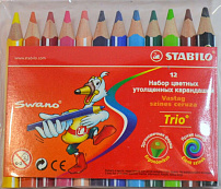 набор укороченных цветных карандашей stabilo trio 12 цв, картон, new design, 205/12-01