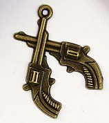 Декор для творчества металл "Два револьвера" бронза 2,9х2,1 см   4289362
