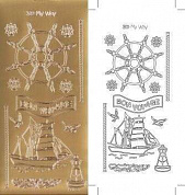 Контурные наклейки "Морское путешествие", лист 10x24,5 см, цвет золото