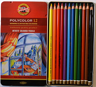 KOH-I-NOOR 3822 (12) Набор высококачественных  художественных цветных карандашей "Polycolor" 12цвето