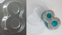 8 марта - Плоское, форма для мыла пластиковая Ех