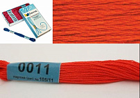Нитки для вышивания "Gamma"    мулине  ( 0001-0206 )  х/б   24 x  8 м №0011 оранжево-красный