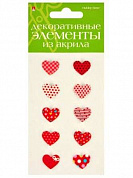 декоративные элементы из акрила набор №9 "сердечки красные"