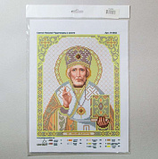 Рисунок на ткани бисером БЛАГОВЕСТ арт.И-4052 Николай Чудотворец в золоте 20х25 см