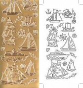 Контурные наклейки "Корабли", лист 10x24,5 см, цвет золото