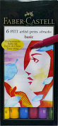 Faber-Castell Ручки - кисточки  профессиональные капиллярные "PITT Pen",  6 шт., "Основные цвета"