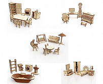 Большой набор кукольной мебели из дерева ХэппиДом Premium, арт. HK-M012