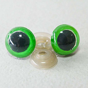 Фурнитура "Глазки для игрушек" 16 мм, с заглушками (2 шт) SF-2141, зеленый