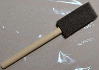 Кисть плоская, поролон, 25 мм, деревянная ручка