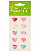 декоративные элементы из акрила набор №10 "сердечки розовые"
