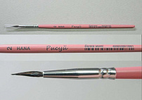 Кисть белка микс HANA круглая ручка короткая розовая белая обойма №2