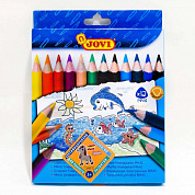 jovi цветные карандаши треугольные утолщенные, 12 цветов в коробке с европодвесом, 735/12